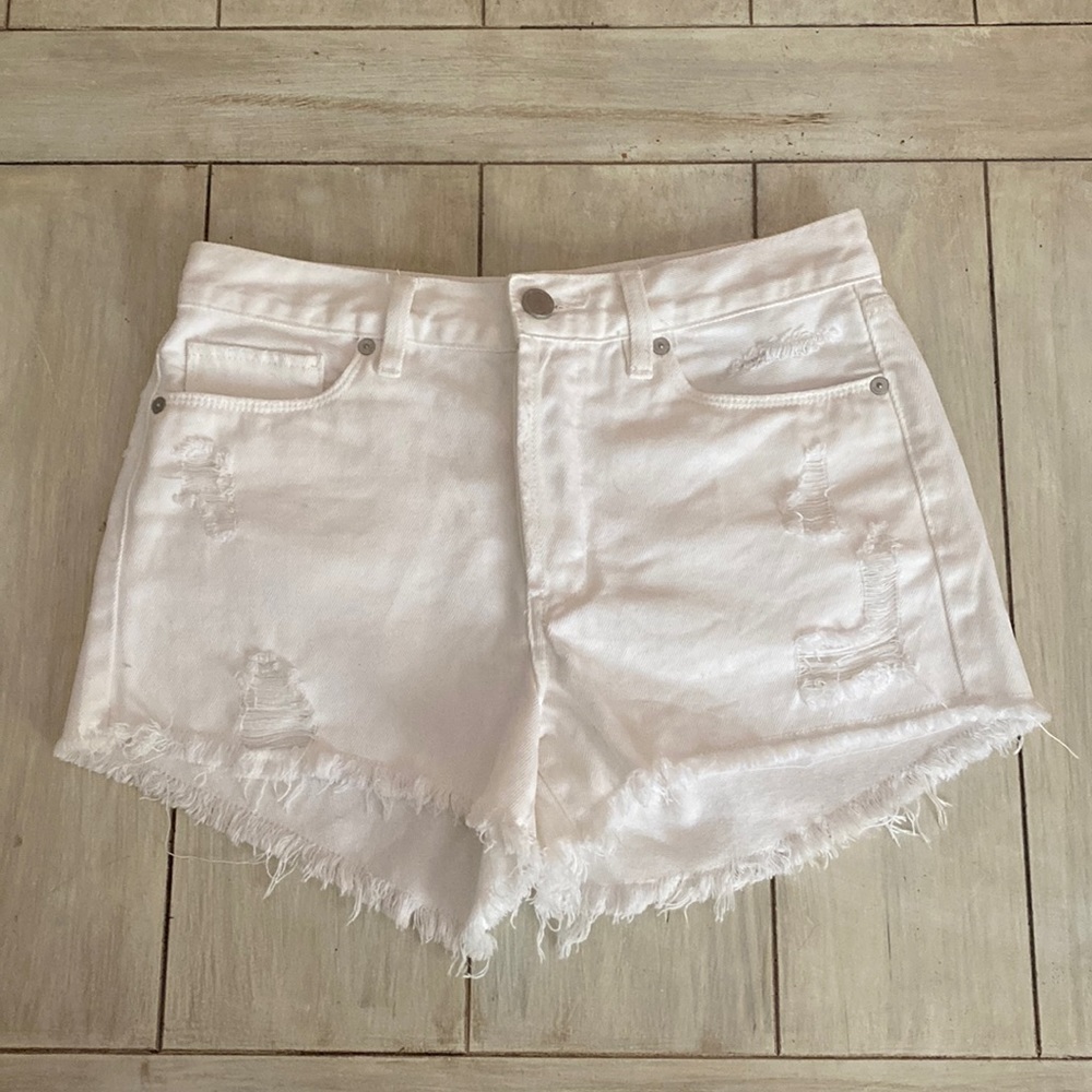 Blank NYC White High Waist Distressed Shorts Size 27